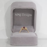 scarlet and gray ruby game day ring in 14K yellow gold