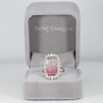 14K white & rose gold bi-color tourmaline ring with diamond accents