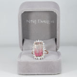 14K white & rose gold bi-color tourmaline ring with diamond accents