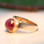 14K yellow gold star ruby ring with diamond accents