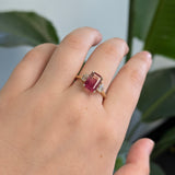 Calluna 14k Solid Gold Bi-color Tourmaline Ring with Natural Diamond Accents | 9x7mm