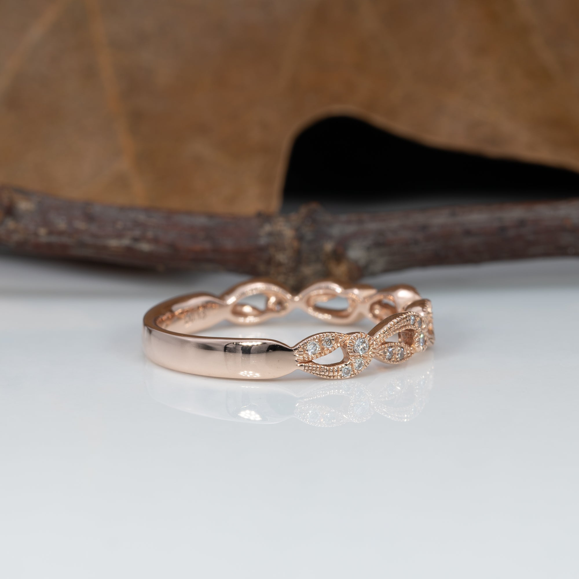 14K rose gold diamond band