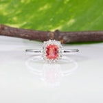14K white & rose gold padparadscha sapphire ring with diamond accents