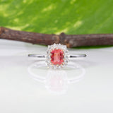 14K white & rose gold padparadscha sapphire ring with diamond accents