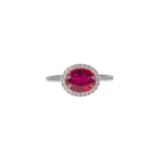 14K white gold Madagascar ruby ring with diamond accents