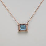 14K Rose Gold Swiss Blue Topaz Necklace