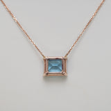 14K Rose Gold Swiss Blue Topaz Necklace