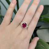 Brie 4.3cts Madagascar Ruby Ring with Natural Diamond Accents: 14k Solid Gold, 10x8mm