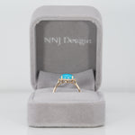 14K yellow gold sleeping beauty turquoise ring with diamond accents