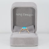 14K yellow gold sleeping beauty turquoise ring with diamond accents