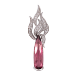 3.2Ct Pink Tourmaline Pendant with Earth Mined Diamond Accents in Solid 18K Gold, 22x6mm - Elegant and Timeless Design