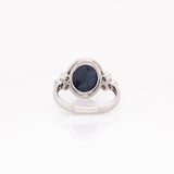 Tova Solid 14k White Gold Star Sapphire Ring with Natural Diamonds Accents, Oval 11x9mm