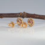 14K yellow gold burma ruby earrings