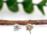 14K Solid Gold Lab-Created Diamond Martini Solitaire Stud Earrings | Round 3mm 4mm 5mm 6mm