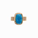 3.3ct Sonoran Turquoise Ring w Natural Diamond Accents in 14K Gold | CU 12x9mm