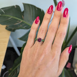 14K white gold purple garnet ring