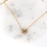 Lab Grown Diamond Necklace in Solid 18K Gold with Attached Chain