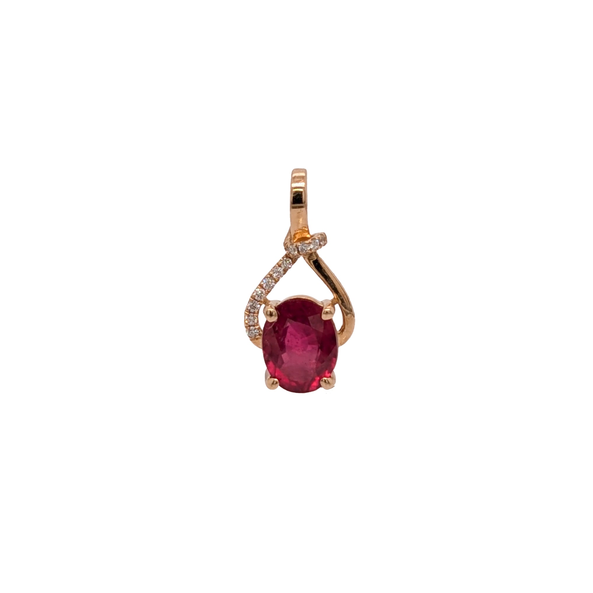 Rhyah 14K Yellow Gold 1.95cts Ruby Diamond Pendant | Oval 9x7
