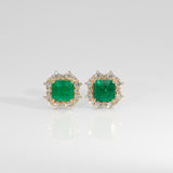 14K yellow gold colombian emerald earrings