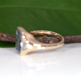 14K yellow gold London blue topaz ring with lab diamond accents