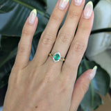 Colombian Emerald Ring with Earth Mined Diamond Accents in Solid 14K Gold – Marquise 7.5x8mm Green Emerald Fine Jewelry Ring