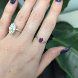 Ainsley Solid 14k Gold Mozambique Ruby Ring with Natural Diamonds Accents, Oval 7x5mm