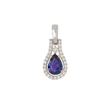 Yuvi Solid 14K Gold Purple Sapphire Pendant with Natural Diamonds Accents, 7x5mm