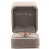 Watermelon Tourmaline Ring with Natural Diamond Accents in Solid 14K Gold – 7x4.5mm Elegant Gemstone Statement Ring for Engagement