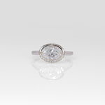 14K white gold oval lab grown diamond ring with diamond accents