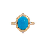 Ambika 14K Solid Gold Sleeping Beauty Turquoise and Diamond Ring | OV 11x9mm