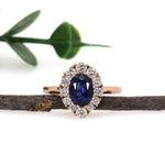 Chandra 14K Rose Gold 1.76Cts Ceylon Sapphire Diamond Ring | Oval 8x6mm