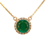 Elegant 1.8Ct Natural Zambian Emerald and Earth Mined Diamond Accents: Solid  14K Gold – Round 8mm Emerald Jewelry