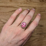 Misha 14K Yellow Gold 7.77cts Pink Tourmaline Diamond Wedding Ring  | Round 12.8mm