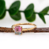 Varu 14K Yellow Gold Bi-Color Tourmaline and Diamond Ring | EM 6.4x5mm
