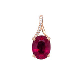 Ondine 14K Rose Gold Madagascar Ruby and Diamond Pendant | OV 9x7mm