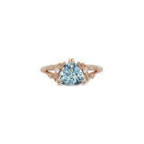 Zivah  Solid 14k Gold Aquamarine Ring with Natural Diamond Accents, Trillion 8mm
