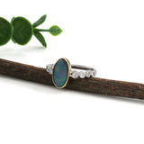 Jigisha 14K White and Yellow Gold Boulder Opal Diamond Accents Ring | 11x7mm