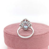 4.3ct Aquamarine Ring w Earth Mined Diamonds in Solid 14K White Gold | Oval 12x9mm