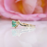 Daniela | Colombian Emerald Heart Estate Ring in Solid 10K Yellow Gold – Heart, 6×5.5mm – Romantic Green