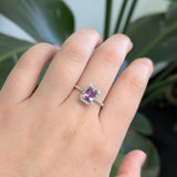 Rella Solid 14k White Gold Pink Sapphire Ring with Natural Diamond Accents | Emerald cut, 7x5mm