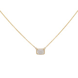 1 Ct Lab Diamond East-West Emerald Cut Pendant Necklace in Solid 14K Gold with Attached Chain – 7x5mm Diamond