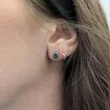 5x3mm Emerald Cut Zambian Emerald Solitaire Stud Earrings in 14K White Gold