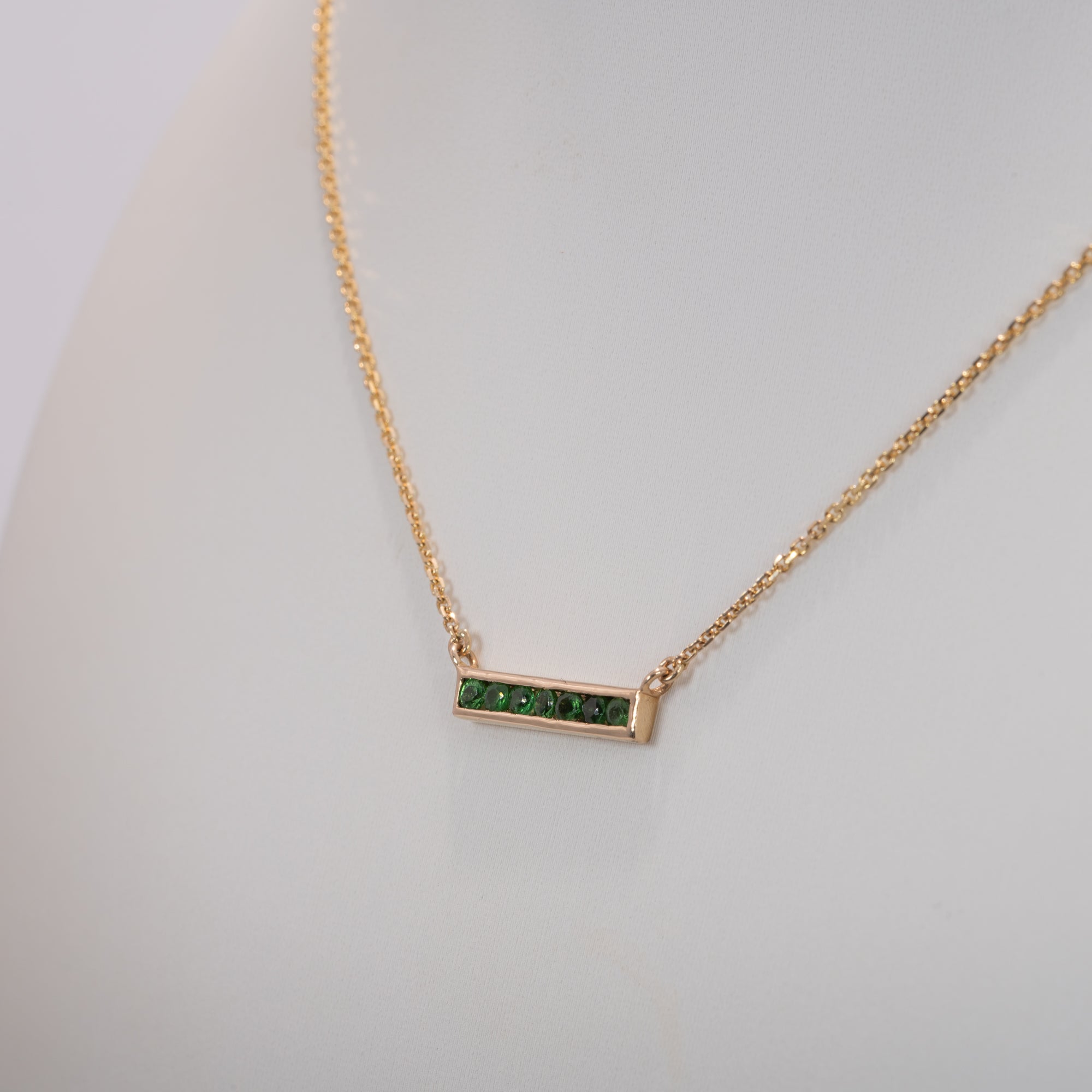 14K yellow gold zambian emerald necklace