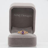 Aroha Solid 14K Gold Purple Sapphire Ring with Earth Mined Diamonds Accents, 8x4.5mm