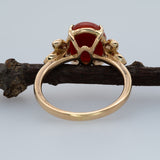 2.3Ct Italian Coral Ring with Earth Mined Diamond Accents in Solid 14K Gold – 10x8mm Statement Fine Jewelry Ring