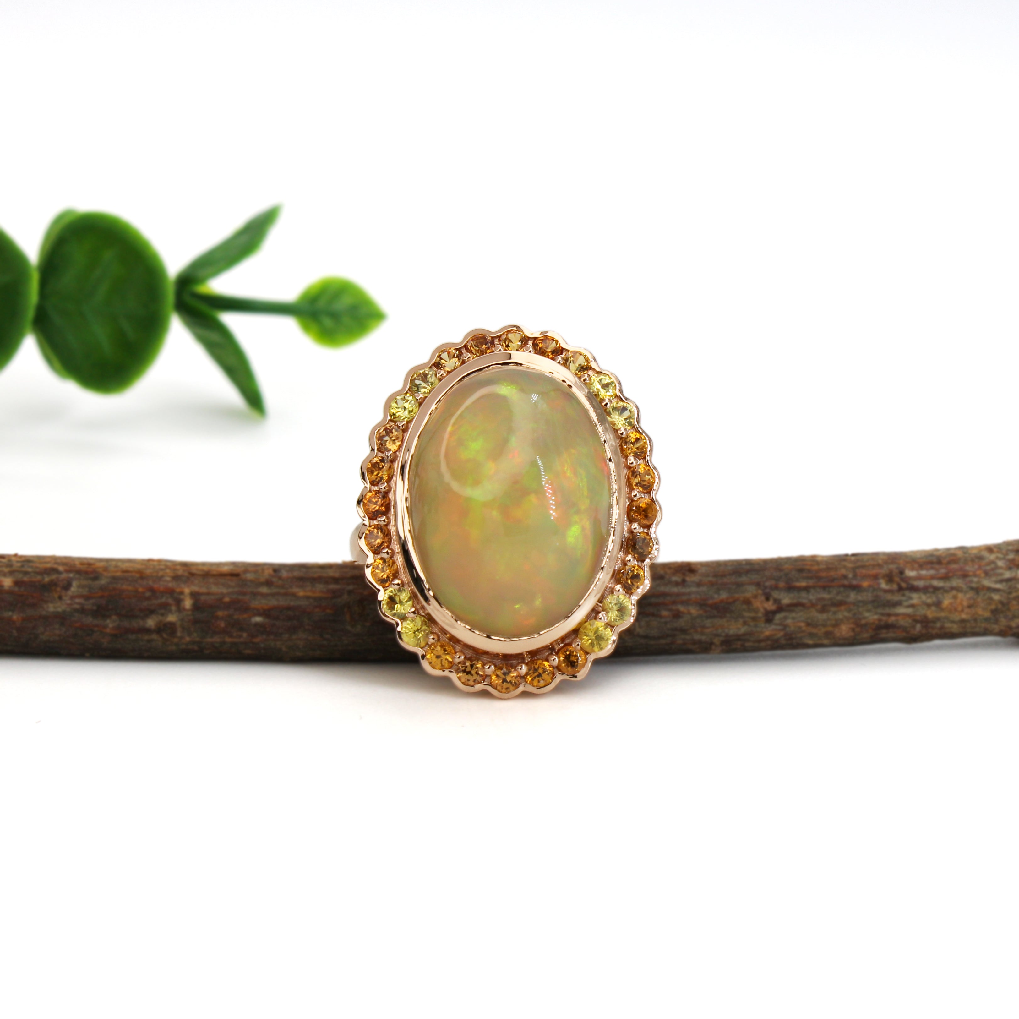 Archi 14K Solid Rose Gold Opal Ring | Oval Shape 18x13mm