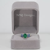 14K White Gold Zambian Emerald Ring