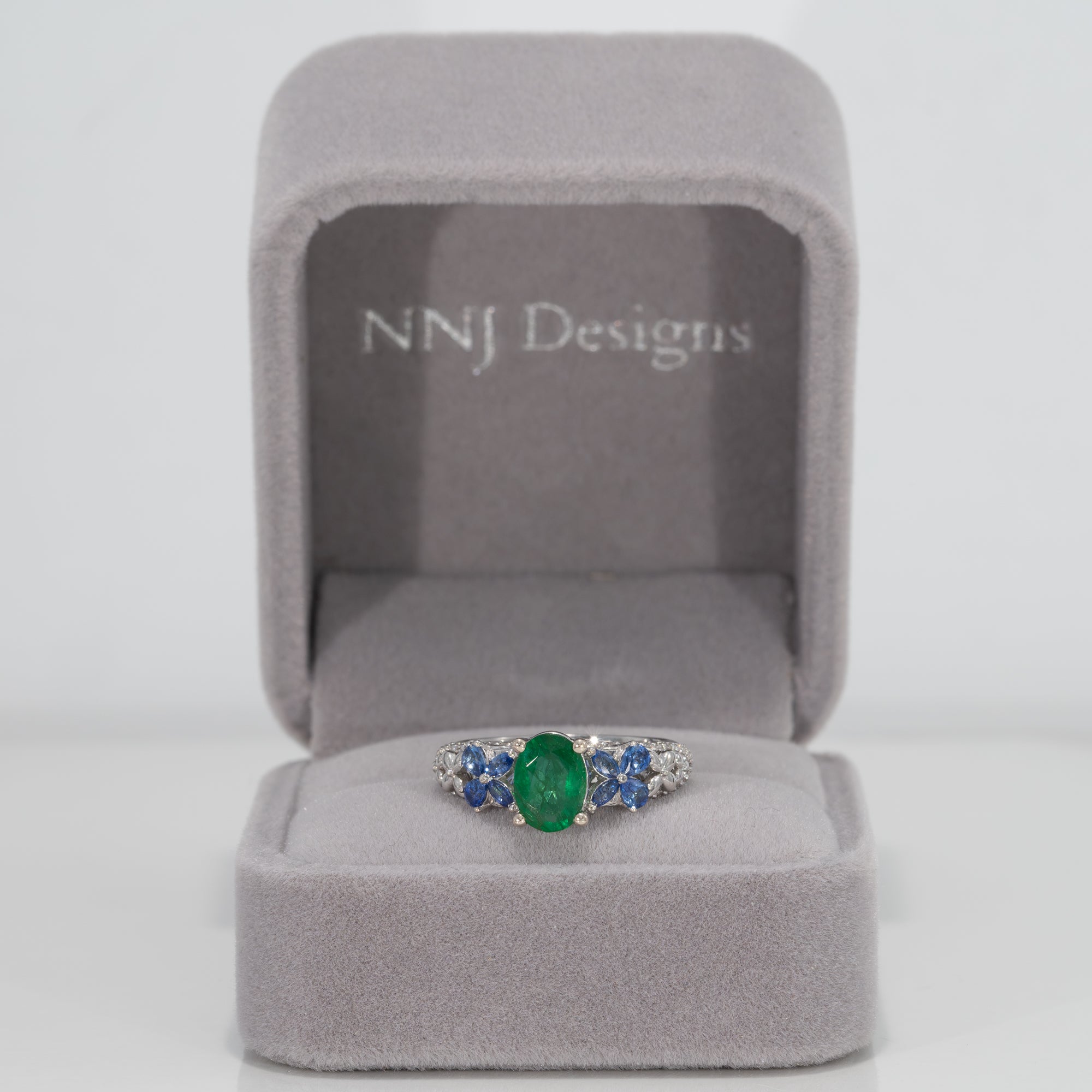 14K White Gold Zambian Emerald Ring
