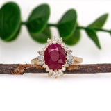 Alina 14K Yellow Gold Burma Ruby and Diamonds Ring | Oval 10x8mm