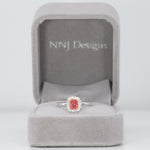 14K white & rose gold padparadscha sapphire ring with diamond accents
